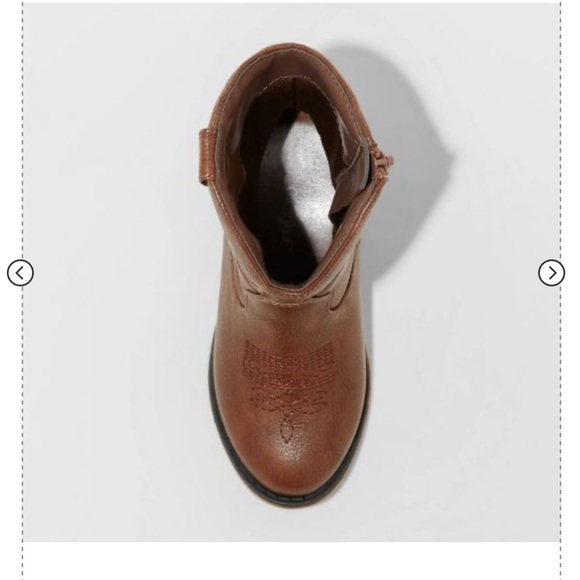 Cat & Jack Brown Western Cowboy Boots, Kids Size 6 - Picture 3 of 7